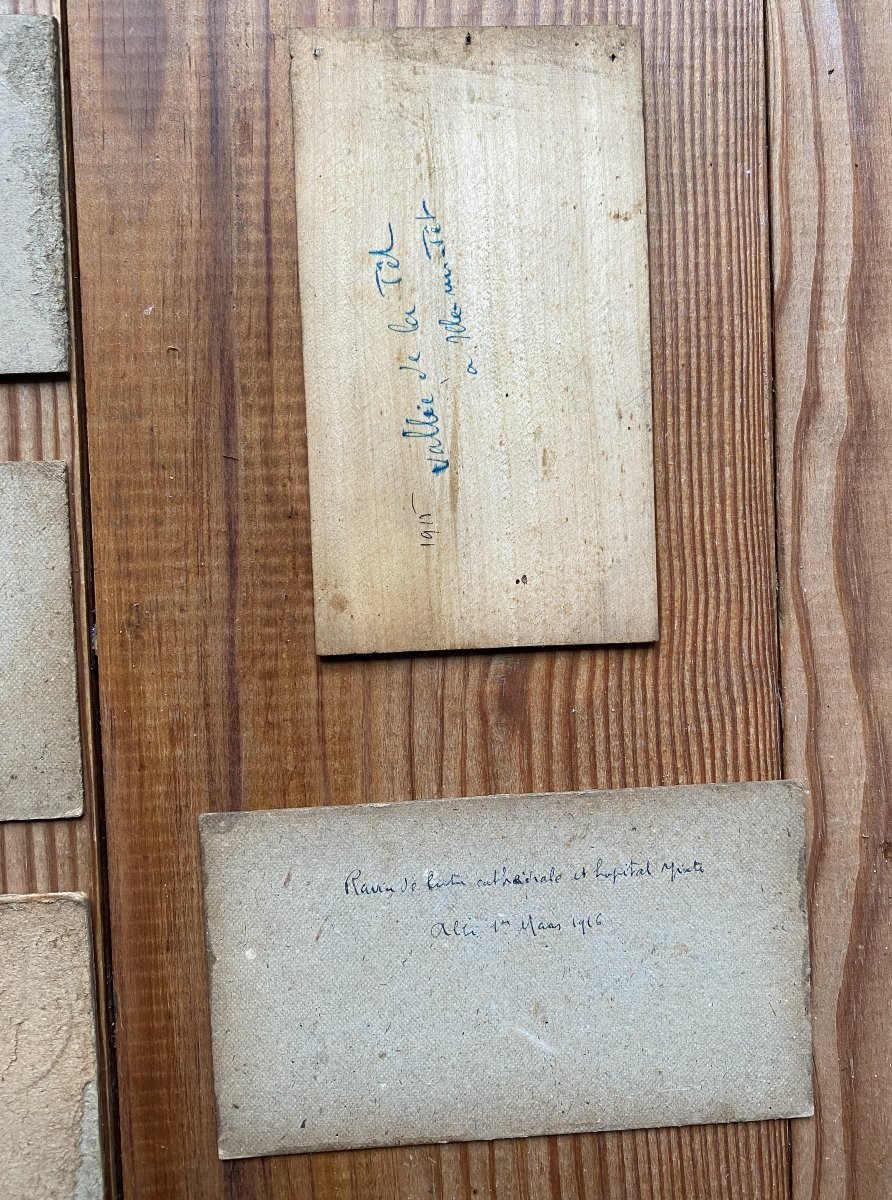 Landscape Painting, Southwest France, Circa 1915. Oils On Cardboard (set Of 5 Small Works)-photo-4