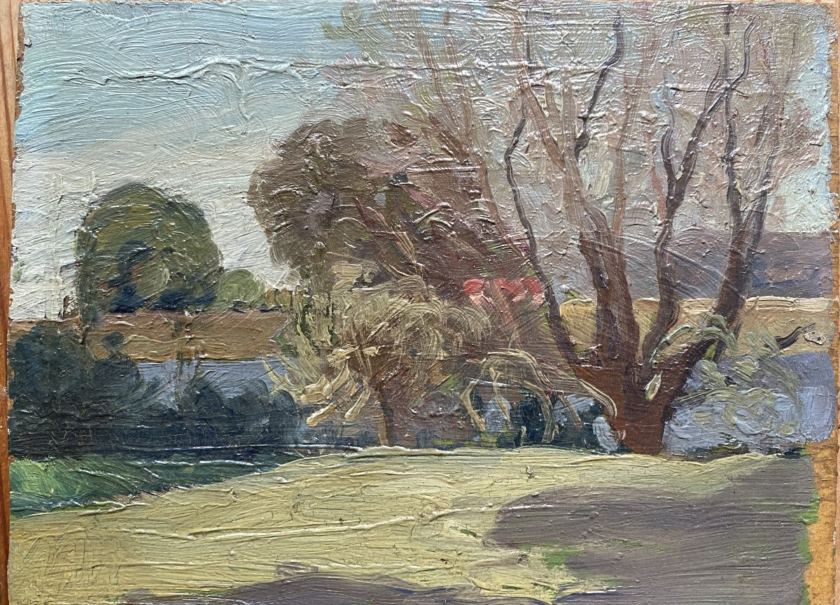 Landscapes Of Southwest France Circa 1910 Oils On Cardboard / Paper Plein Air Impressionism Gers-photo-2