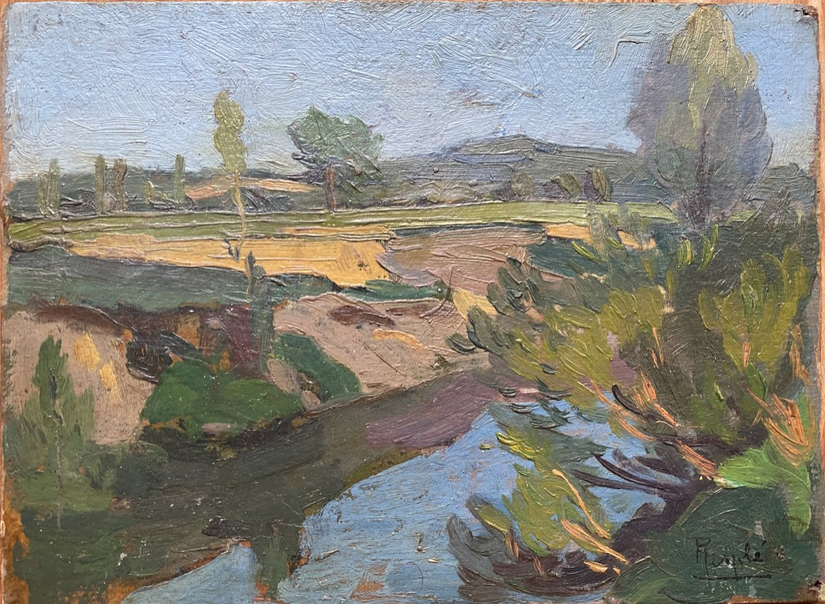 Landscapes Of Southwest France Circa 1910 Oils On Cardboard / Paper Plein Air Impressionism Gers-photo-3