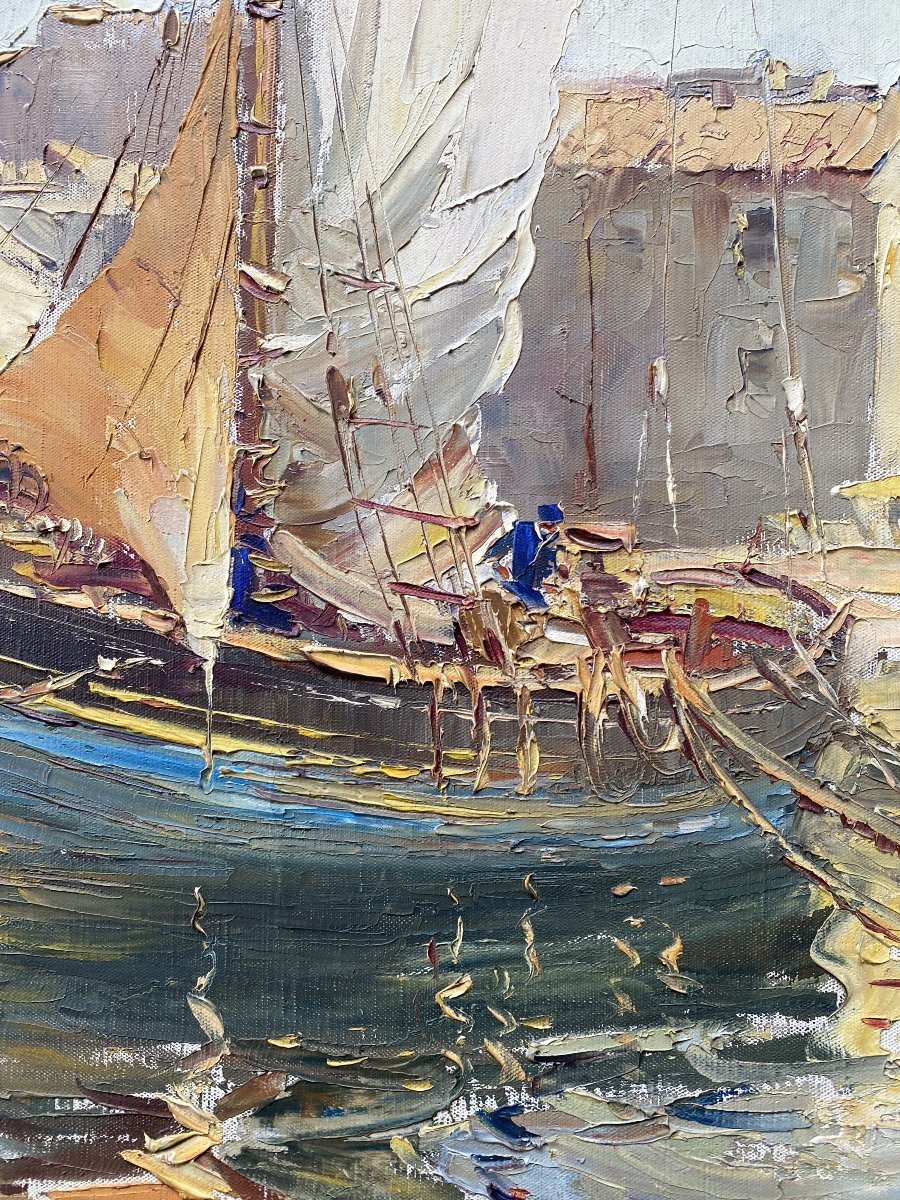 Tony Cardella Mediterranean Landscape Saint-tropez 1947 Oil On Canvas Montparnasse Frame-photo-3