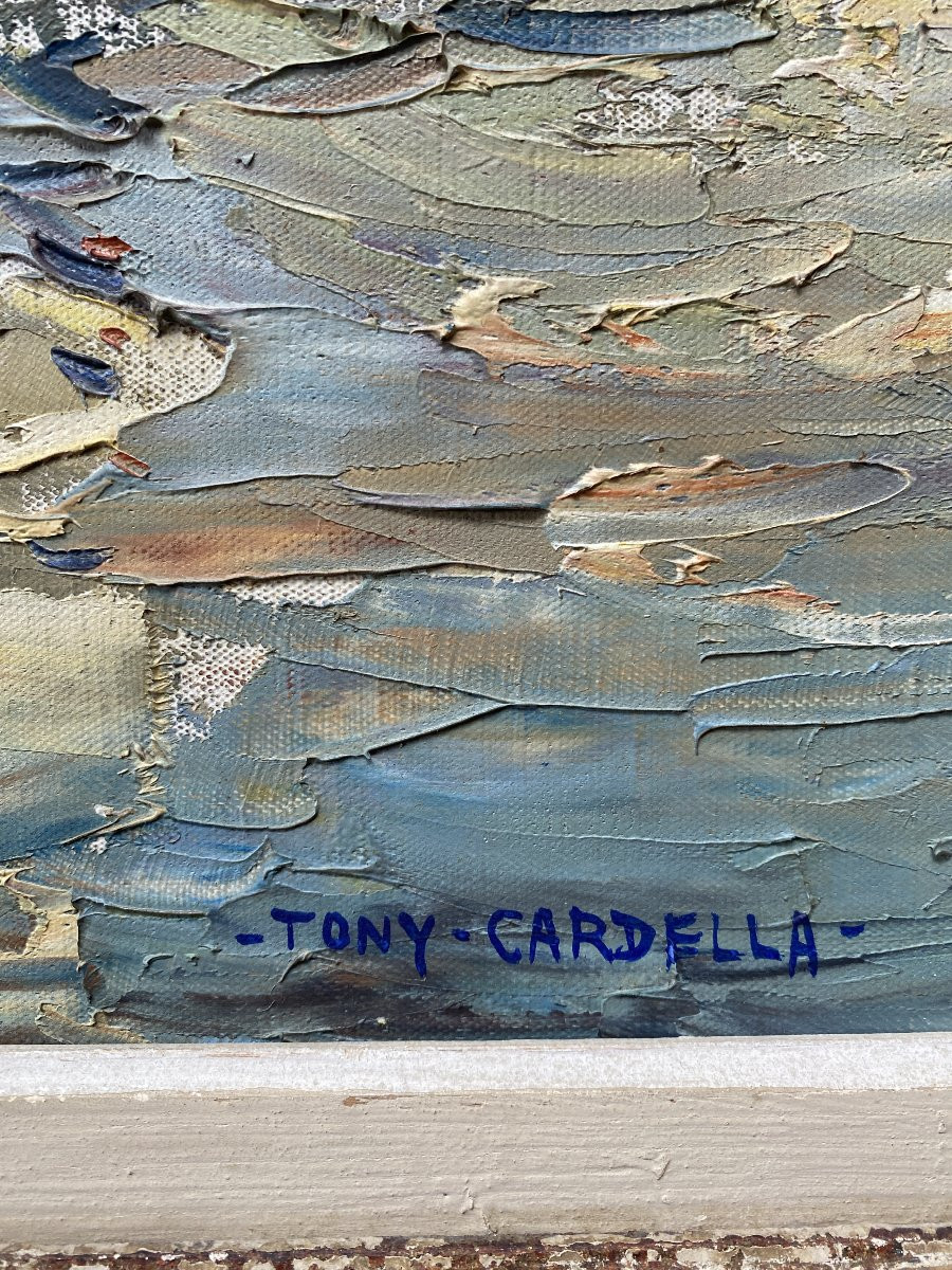 Tony Cardella Mediterranean Landscape Saint-tropez 1947 Oil On Canvas Montparnasse Frame-photo-4