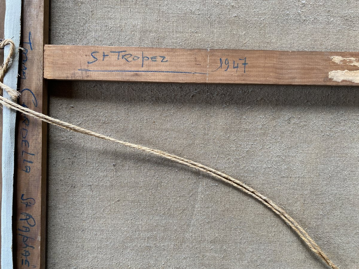 Tony Cardella Mediterranean Landscape Saint-tropez 1947 Oil On Canvas Montparnasse Frame-photo-5