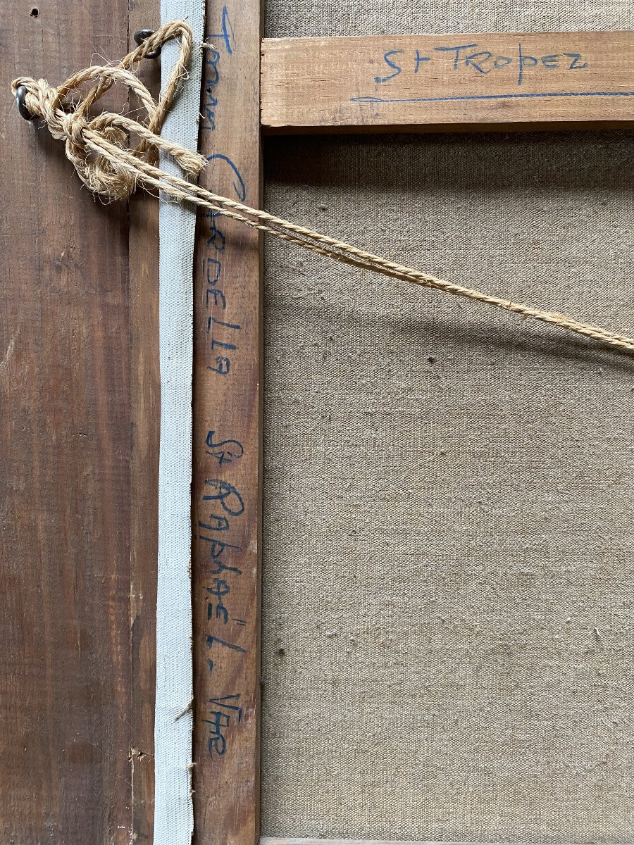 Tony Cardella Mediterranean Landscape Saint-tropez 1947 Oil On Canvas Montparnasse Frame-photo-6