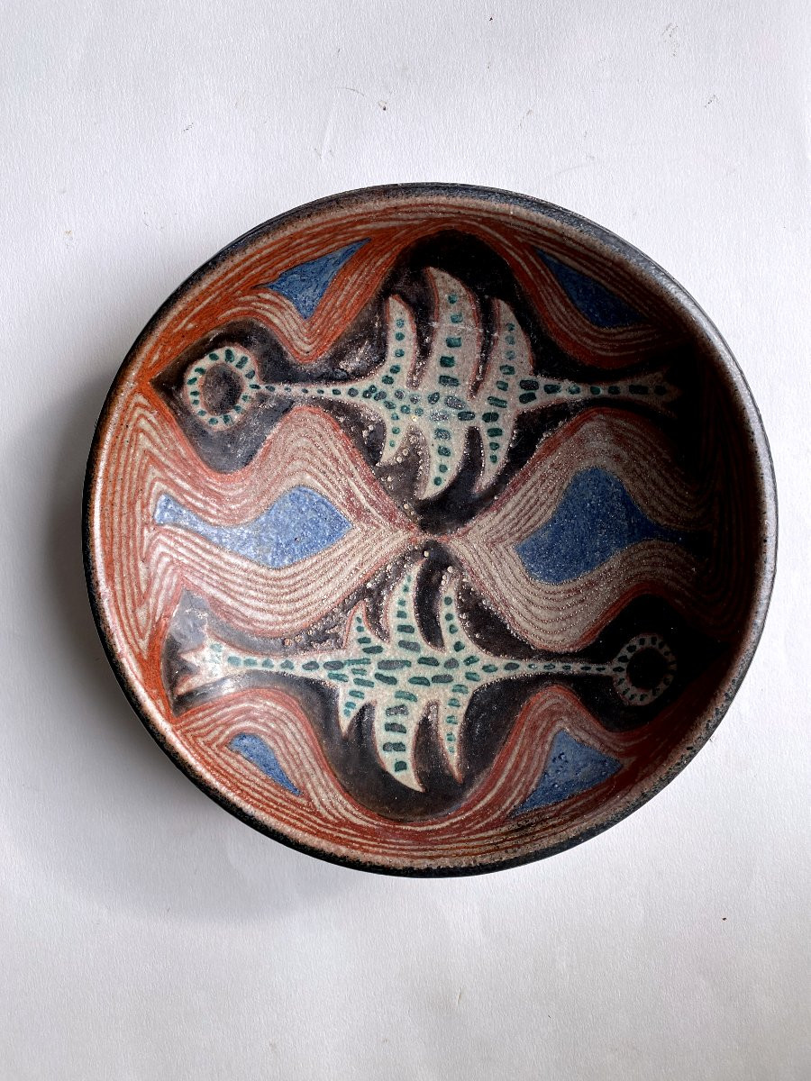 Jean Jaffeux Coupe aux Oiseaux Céramique XXème siècle Circa 1950/60 (J. Lurçat)-photo-4