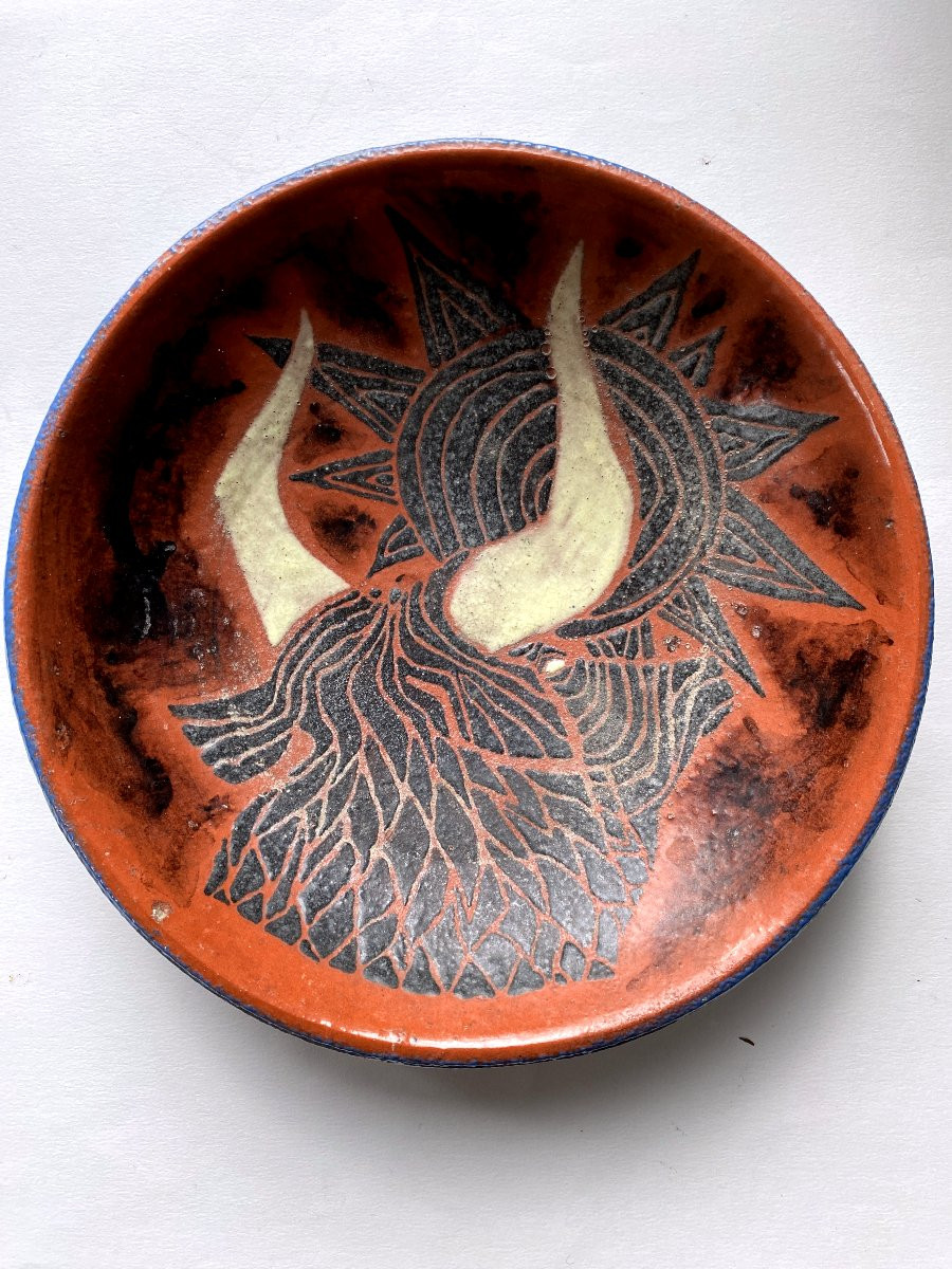 Jean Jaffeux Cup With Bulls Ceramic 20th Century Circa 1950/60 (j. Lurçat)-photo-3