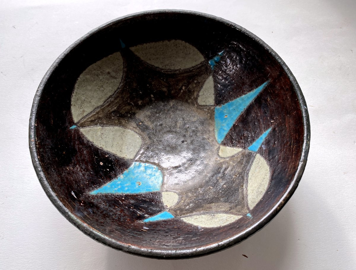 Jean Jaffeux Abstract Decorative Bowl, Ceramic, Lava Stone, 20th Century, Circa 1950/60 (j. Lurçat)-photo-2