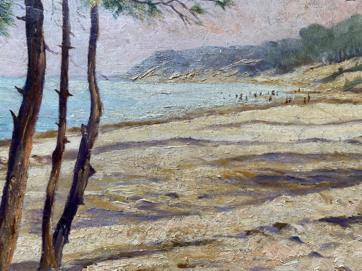 Evat Tolem Paysage Le Pyla Bassin d'Arcachon vers 1930 Huile sur panneau-photo-2