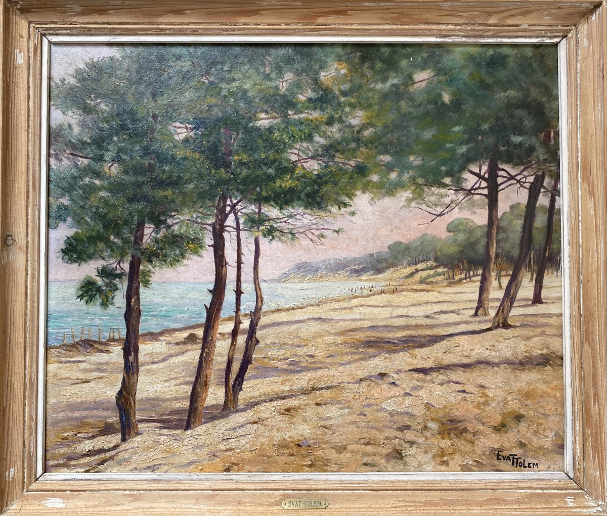 Evat Tolem Paysage Le Pyla Bassin d'Arcachon vers 1930 Huile sur panneau-photo-3