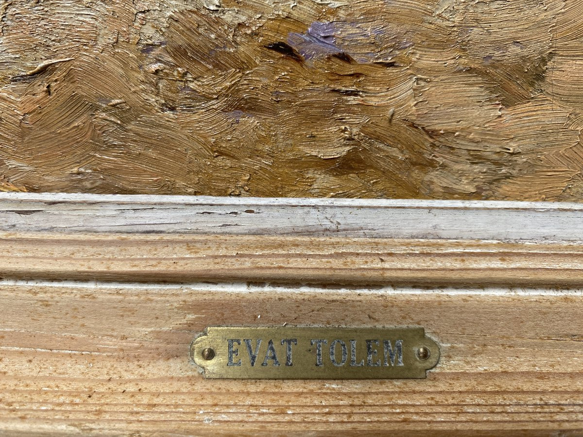 Evat Tolem Paysage Le Pyla Bassin d'Arcachon vers 1930 Huile sur panneau-photo-5