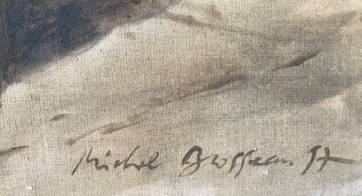 Pinasse On The Mimbeau- Cap Ferret, Arcachon Bay, Michel Brosseau 97. Large Oil/canvas  -photo-1