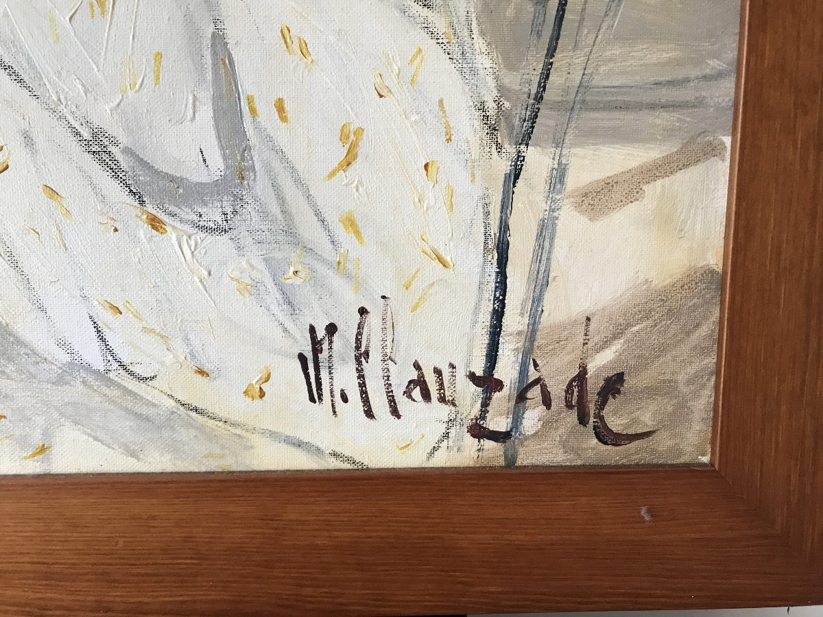 Important Painting, Lively Beach Scene Signed M. Clauzade, Arcachon, Deauvile, Biarritz-photo-3