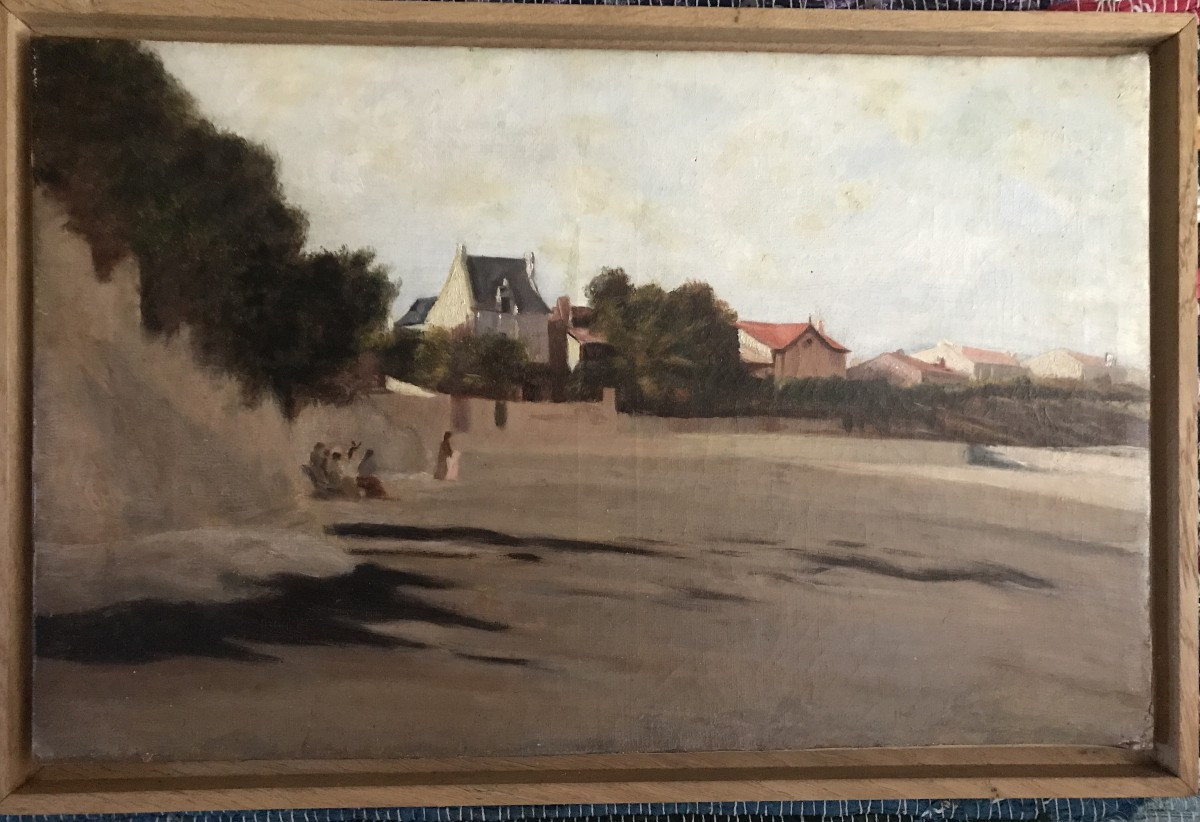 Breton Landscape. Brittany. Breton School. Oil/canvas Circa 1890, Japonisme. Animated Beach View-photo-2
