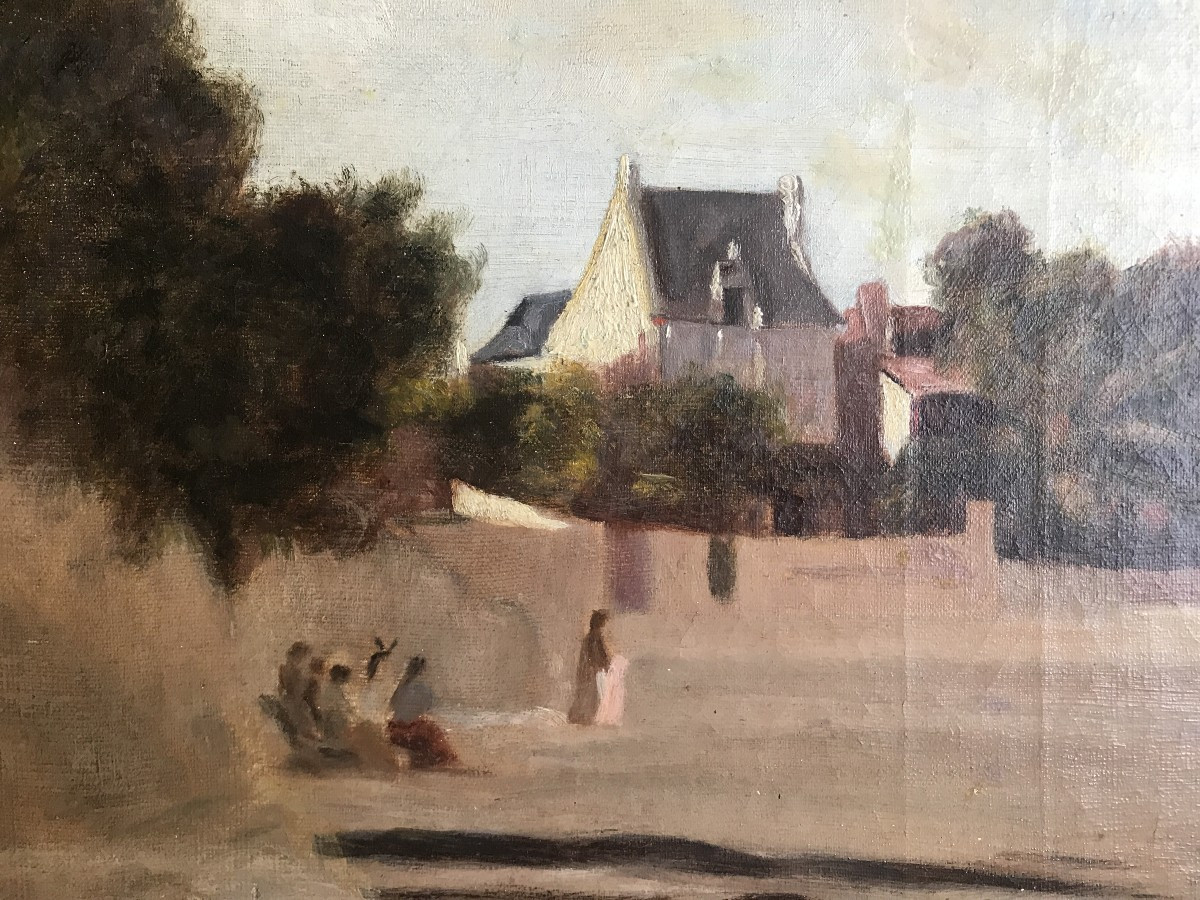 Breton Landscape. Brittany. Breton School. Oil/canvas Circa 1890, Japonisme. Animated Beach View-photo-4