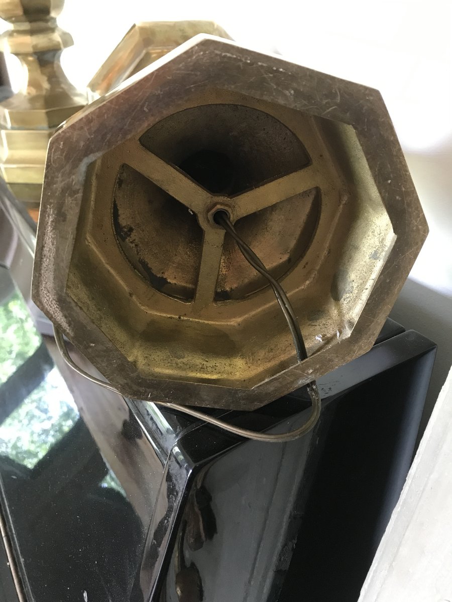 Paire de lampes en bronze. Jean Charles Moreux. France.1940. Neoclassique-photo-1