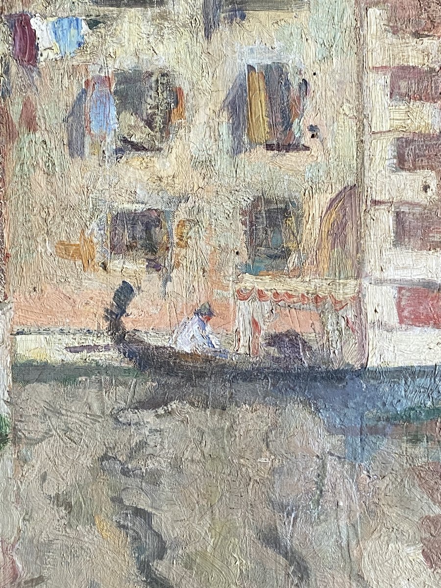 Louis Abel Truchet, View Of Venice: Veduta With A Gondola, Circa 1900 -photo-1