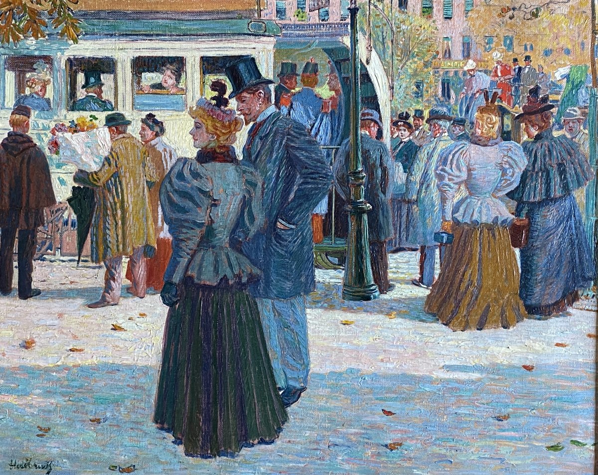 Oswald Heidbrinck Vue de Paris Belle Époque Grand Boulevard vers 1900  Impressionnisme