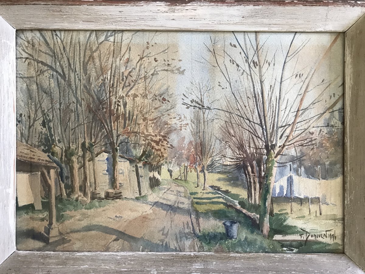 Basque Landscape, Watercolor Signed By F. Dumoulin, Dated 1896.-photo-2