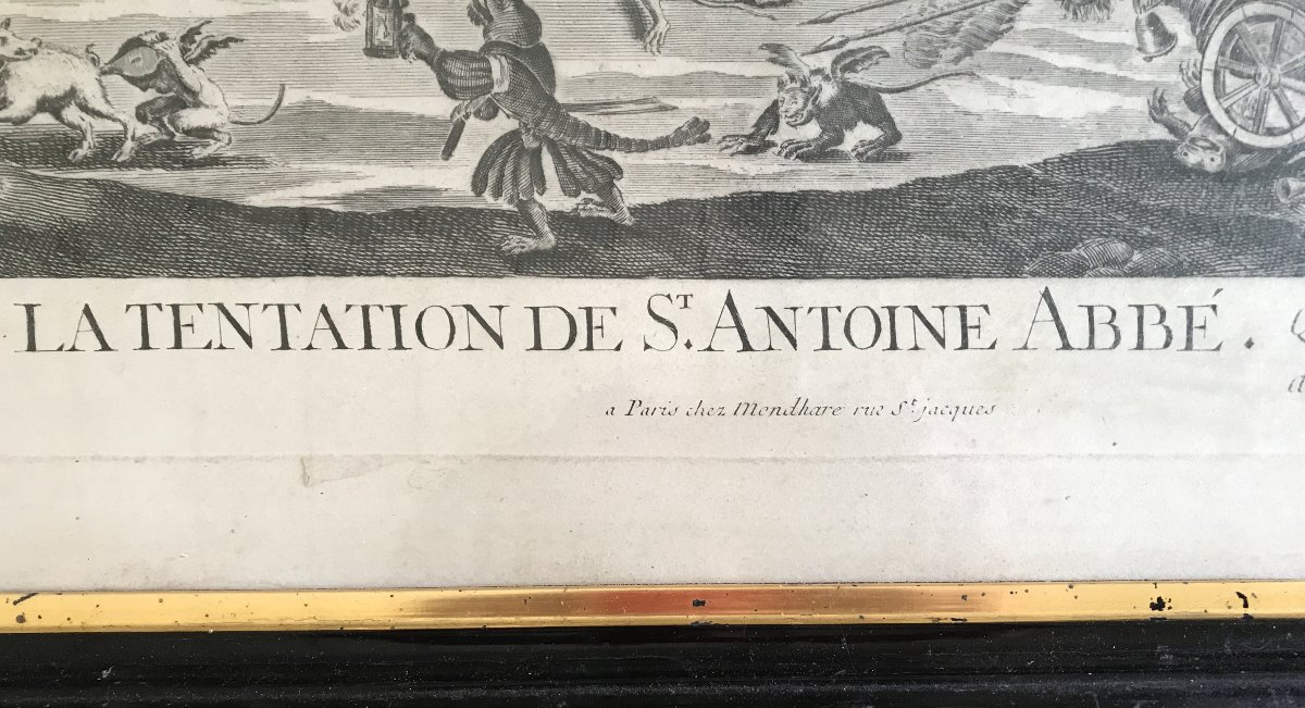 Jacques Callot. "la tentation de Saint Antoine Abbé". Gravure originale signée.-photo-3
