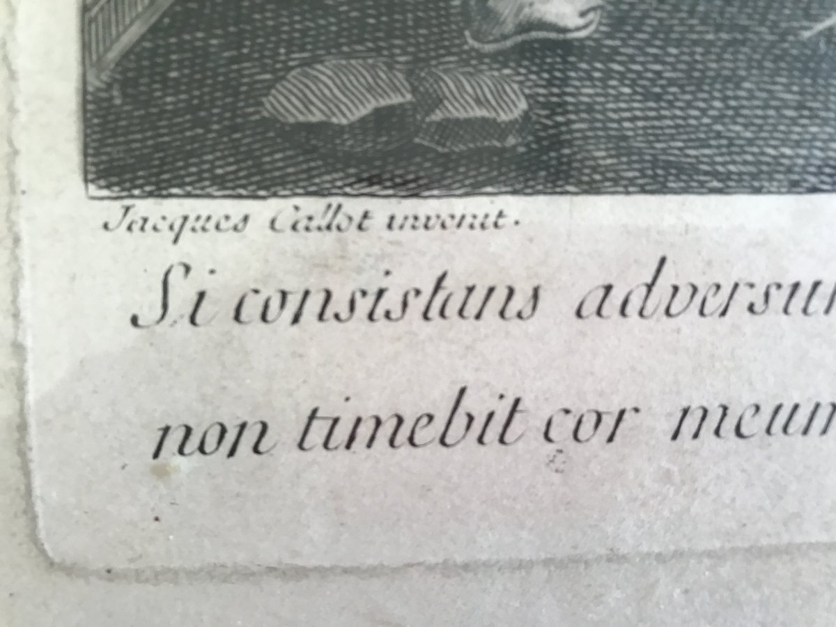 Jacques Callot. "la tentation de Saint Antoine Abbé". Gravure originale signée.-photo-1
