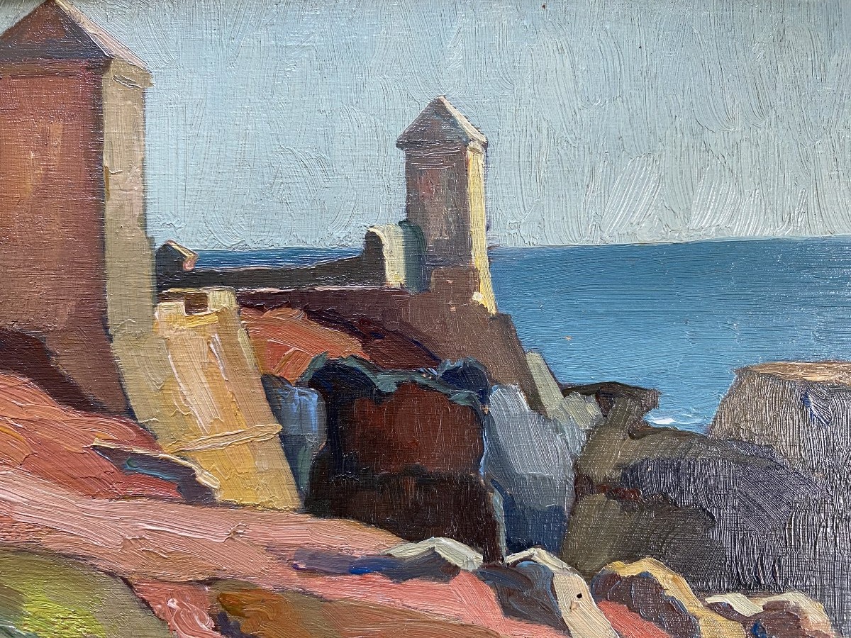 Jules-Louis Moréteau "La côte à Marie-Feuillet" Rabat Maroc 1927 Huile sur panneau Paysage-photo-4
