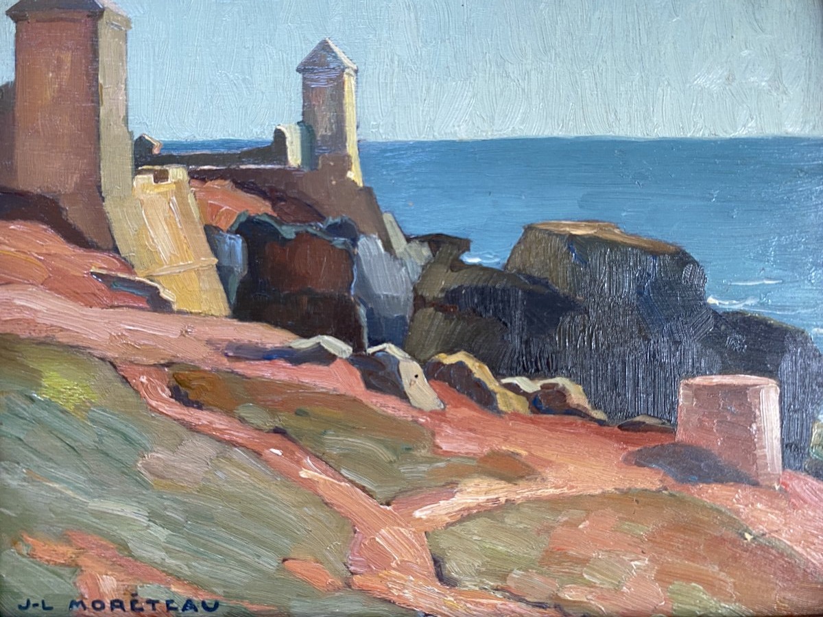Jules-Louis Moréteau "La côte à Marie-Feuillet" Rabat Maroc 1927 Huile sur panneau Paysage