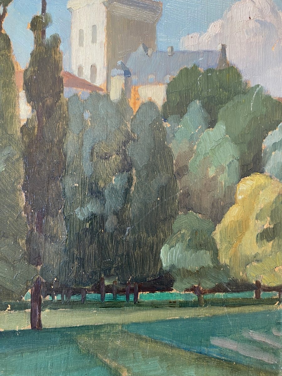 Jules-Louis Moréteau Paysage Méditerranéen vers 1920 huile sur panneau-photo-4