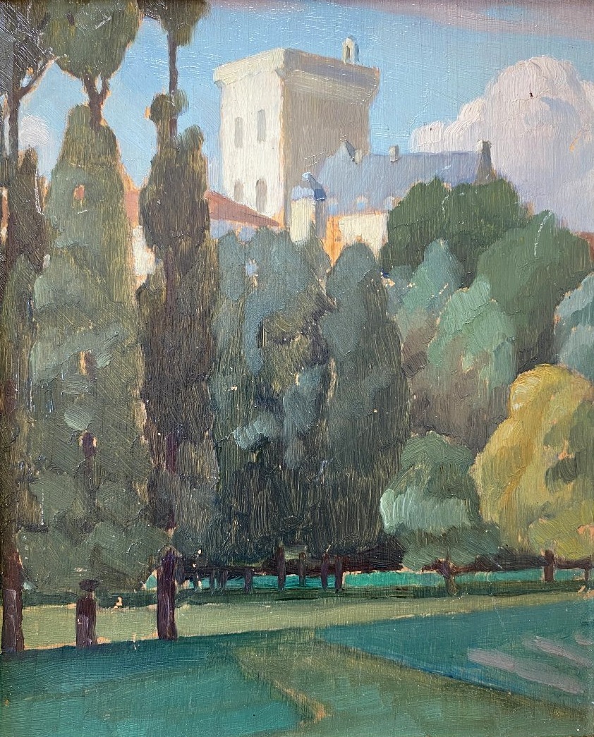 Jules-Louis Moréteau Paysage Méditerranéen vers 1920 huile sur panneau