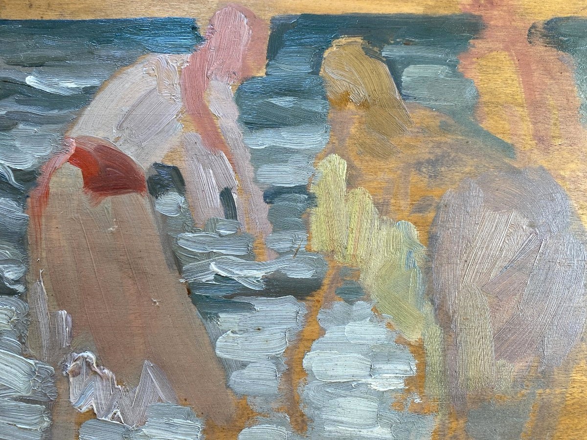 Jules-Louis Moreteau "Mauresques au bord de la mer" Mogador Maroc 1929 Huile sur toile Paysage-photo-3