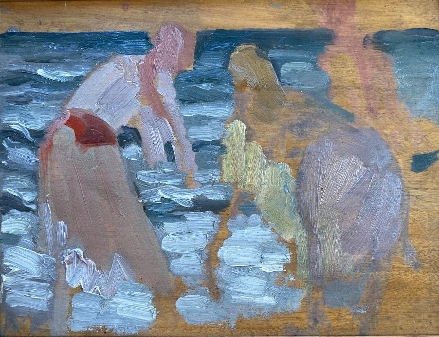 Jules-Louis Moreteau "Mauresques au bord de la mer" Mogador Maroc 1929 Huile sur toile Paysage