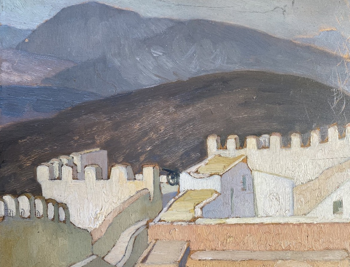 Jules-Louis Moréteau "Remparts de la Kasbah" Agadir Maroc 1927 Huile sur panneau Paysage-photo-2