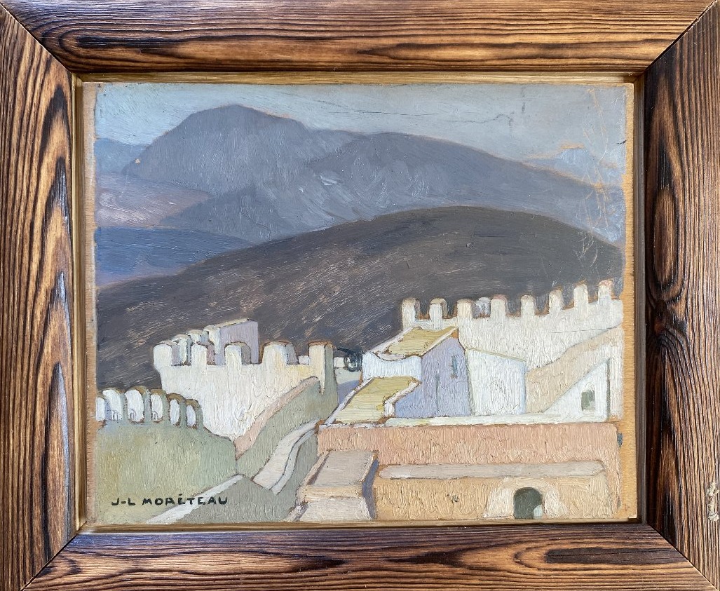 Jules-Louis Moréteau "Remparts de la Kasbah" Agadir Maroc 1927 Huile sur panneau Paysage-photo-3