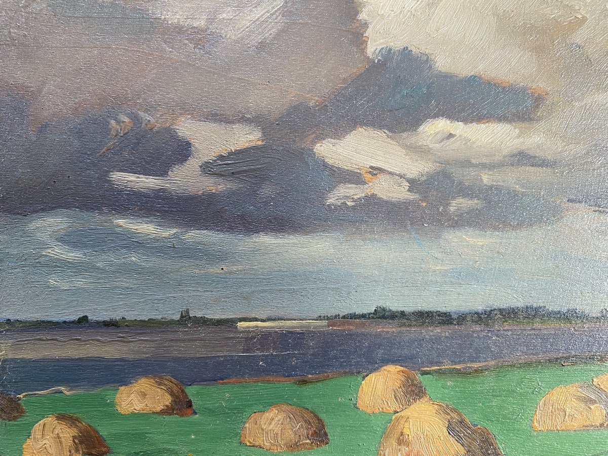 Jules-louis Moréteau, French Landscape, Ca. 1920, Oil On Panel-photo-2