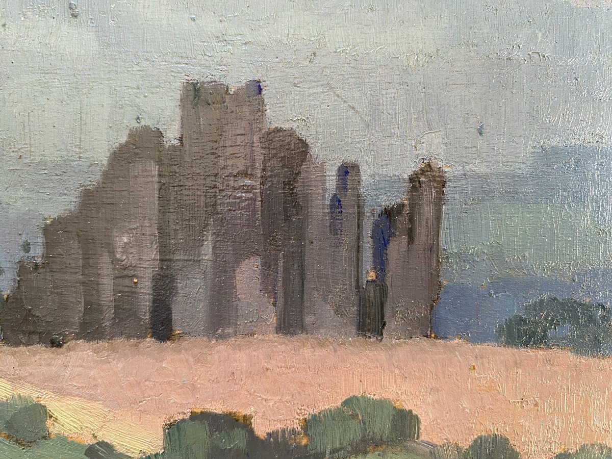 Jules-Louis Moreteau "Yengué route de Télimélé" Paysage de Guinée 1936 Huile sur panneau -photo-3