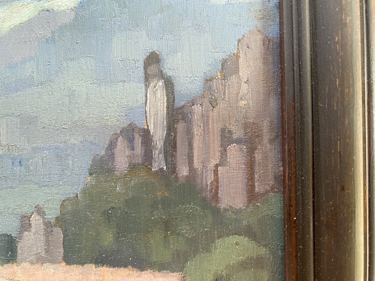 Jules-Louis Moreteau "Yengué route de Télimélé" Paysage de Guinée 1936 Huile sur panneau -photo-4