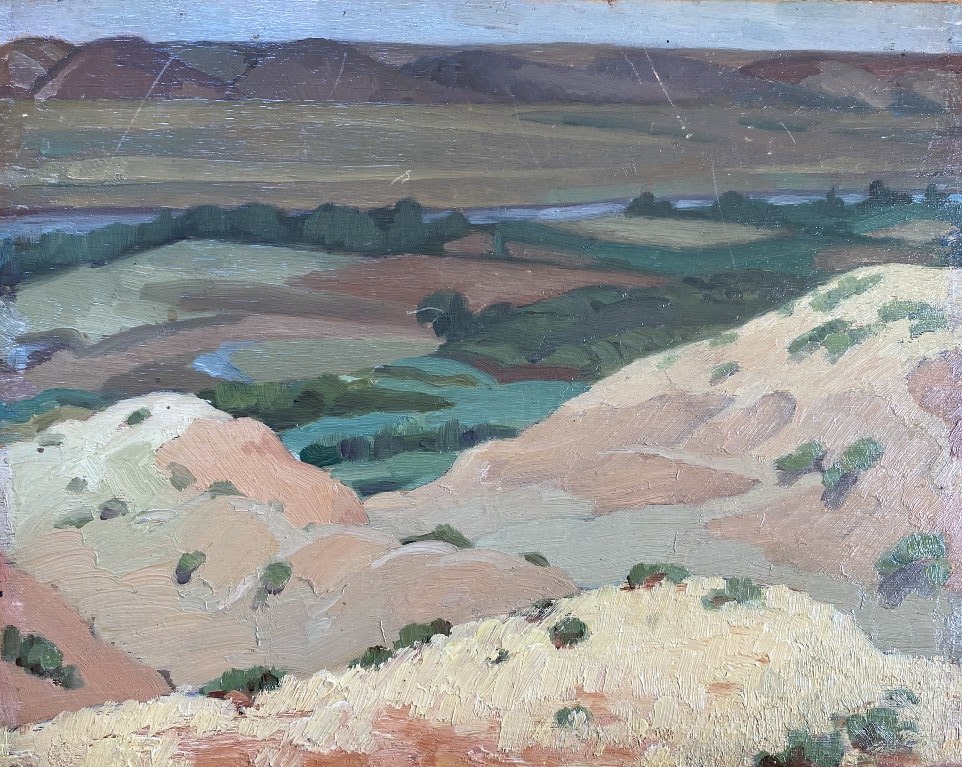 Jules-Louis Moréteau "La Vallée du Bouregreg" Paysage Rabat Maroc 1927 Huile sur panneau