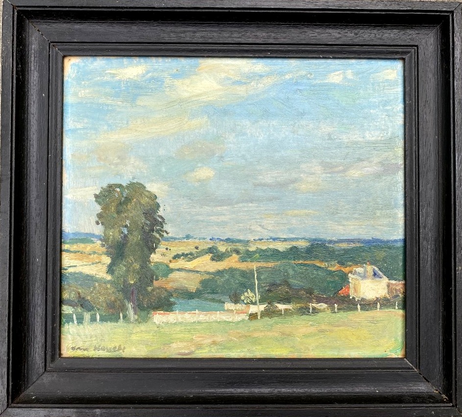 Willem Van Hasselt Paysage France Ouest "Vue sur Saint Corentin" Huile sur Carton vers 1930-photo-3