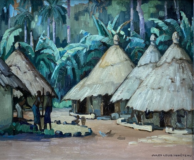 Jules-louis Moréteau, Landscapes Of Guinea, 1936, Africanism, Oil On Panel (sold As A Pair)-photo-2