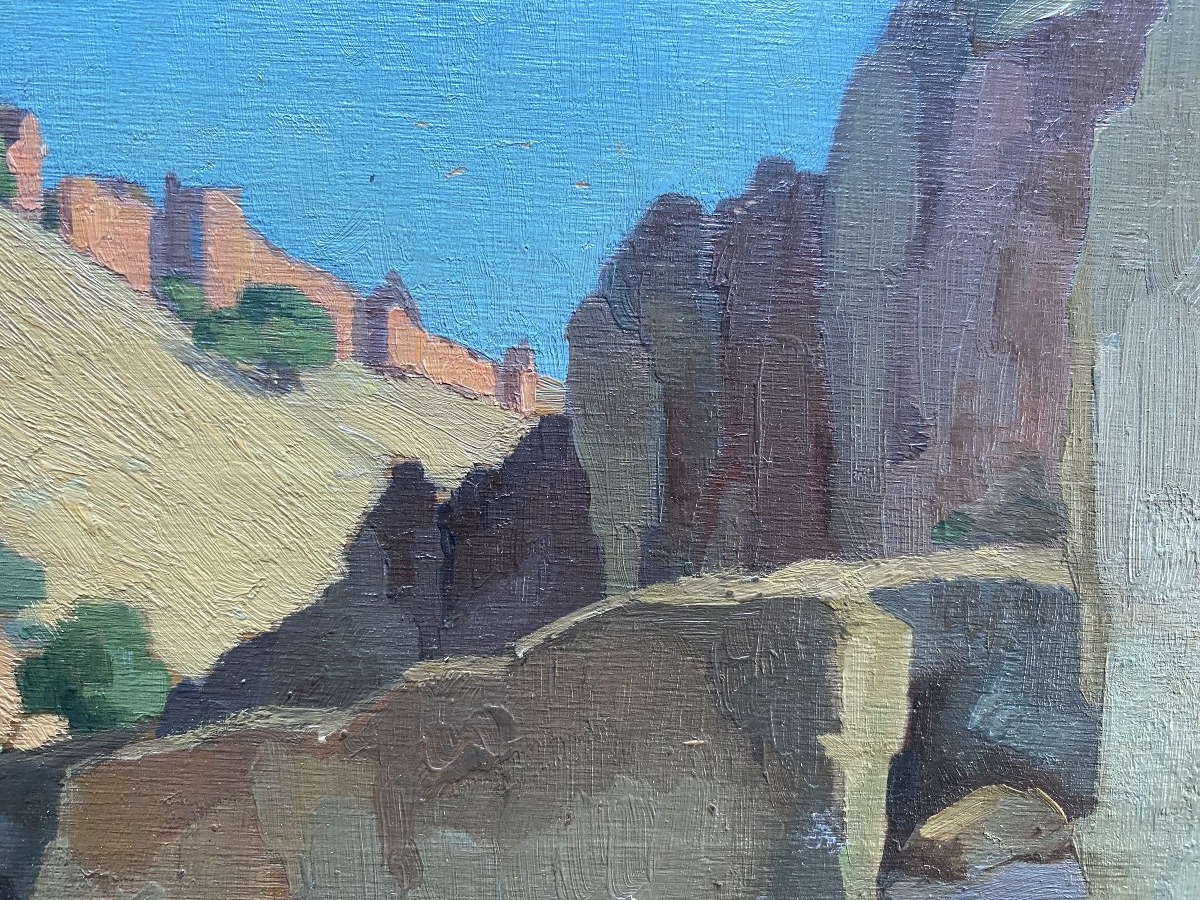Jules-louis Moréteau, “gorge De Chellah,” Rabat, Morocco, 1927, Oil On Panel, Landscape-photo-2