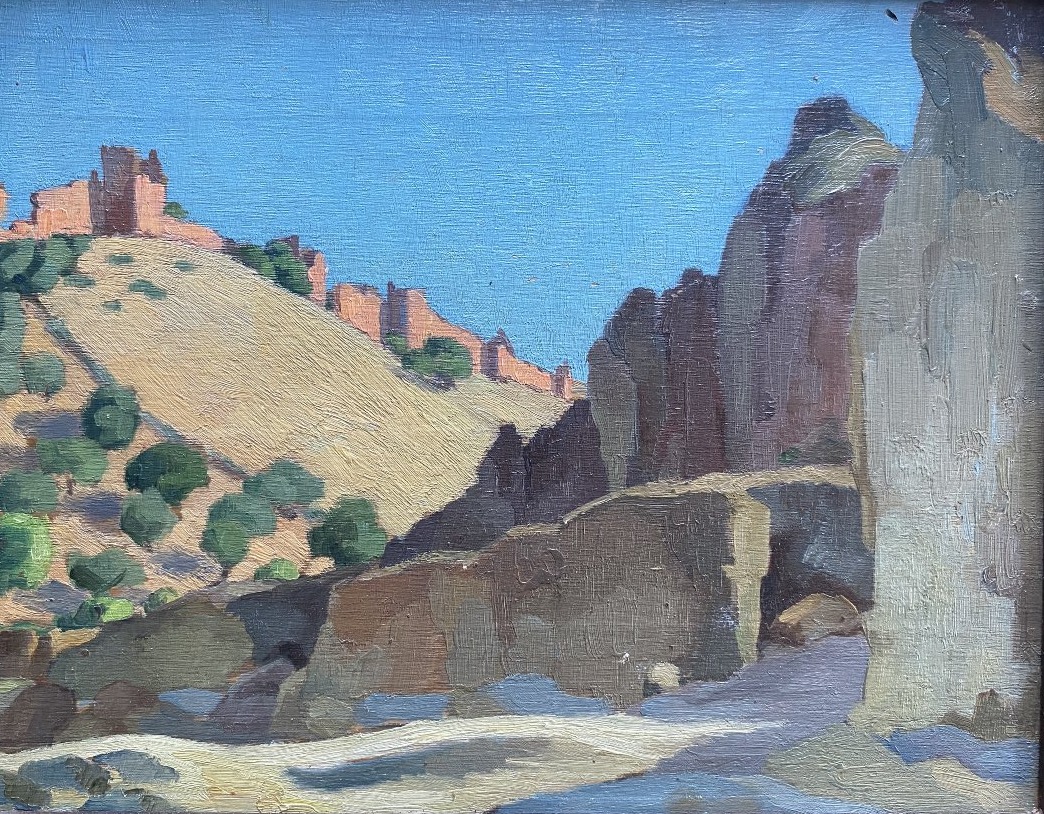 Jules-louis Moréteau, “gorge De Chellah,” Rabat, Morocco, 1927, Oil On Panel, Landscape