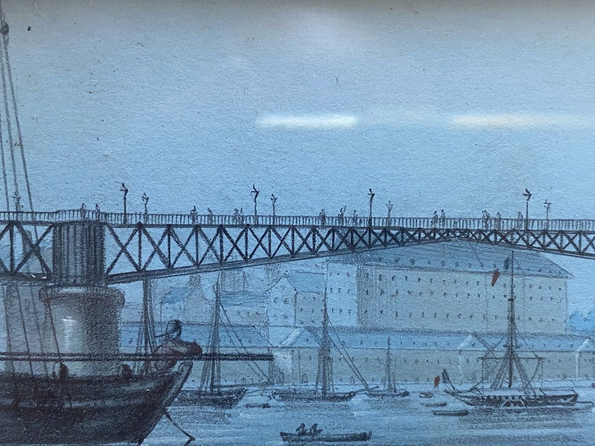 Paysages de Seine-Maritime vers 1860  Seine / Port Paire de Gouaches sur papier (à déchiffrer)-photo-3
