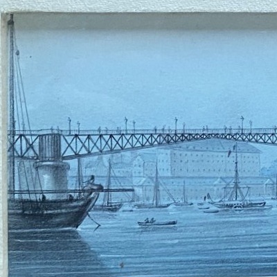 Paysages de Seine-Maritime vers 1860  Seine / Port Paire de Gouaches sur papier (à déchiffrer)-photo-4