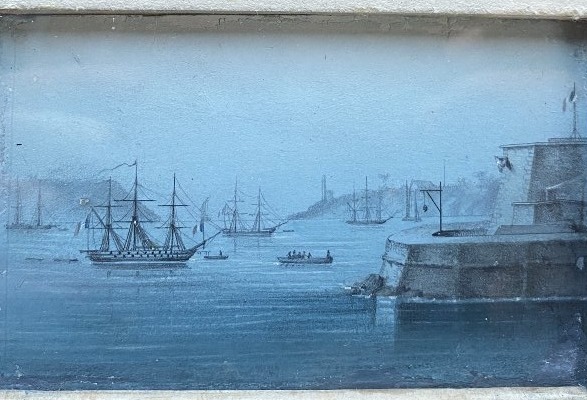 Paysages de Seine-Maritime vers 1860  Seine / Port Paire de Gouaches sur papier (à déchiffrer)-photo-1