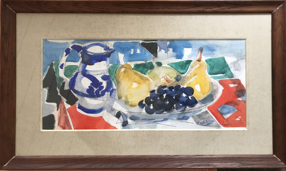 Pierre Théron . Nature morte aux fruits encadrée. 1950. Située à Paris. Henri Matisse-photo-2