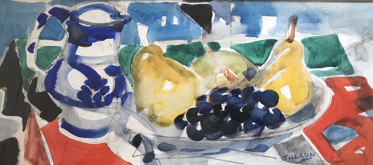 Pierre Théron . Nature morte aux fruits encadrée. 1950. Située à Paris. Henri Matisse