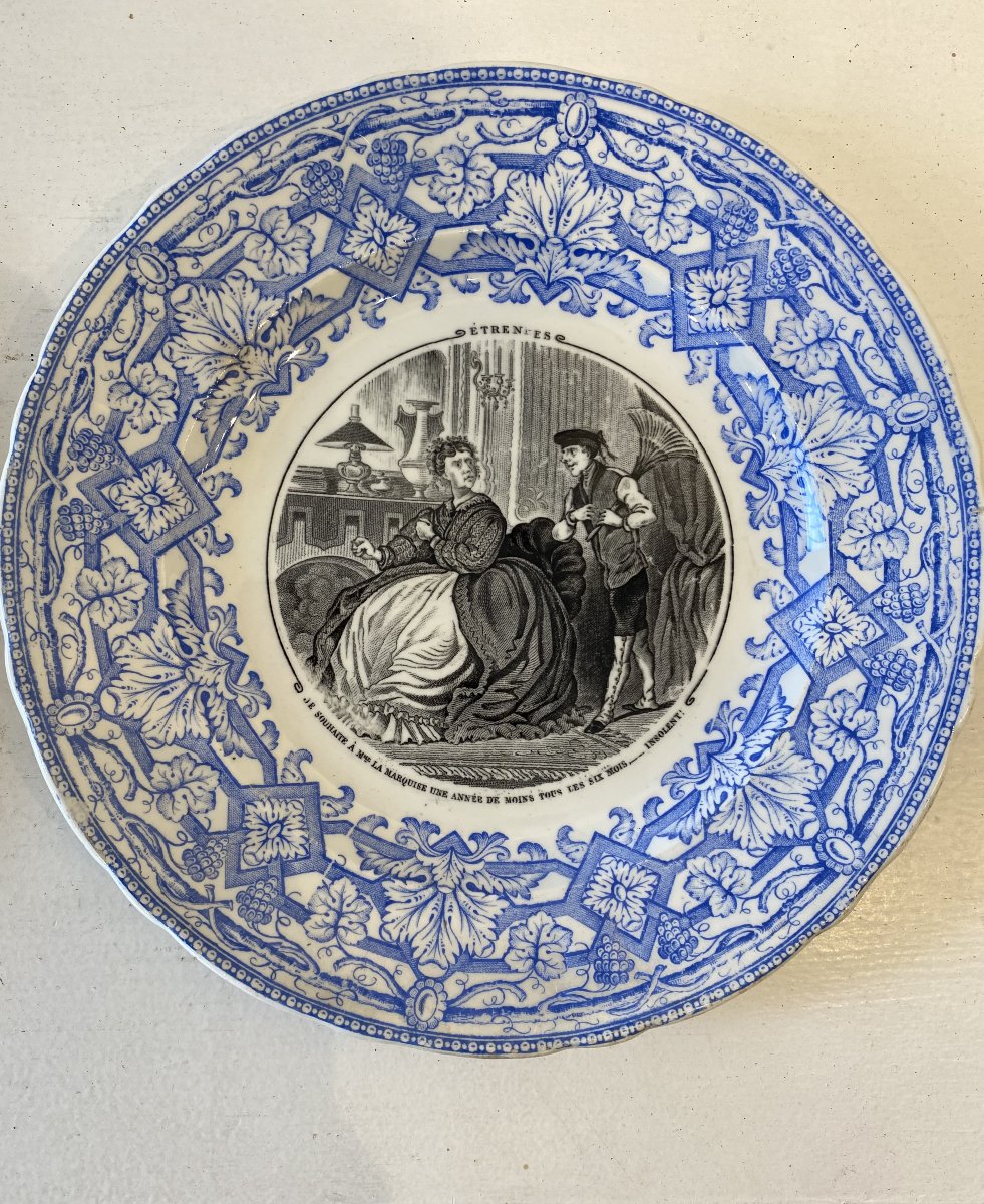 Jules Vieillard Bordeaux partie de service "les étrennes", faience du XIX ème siècle.-photo-3