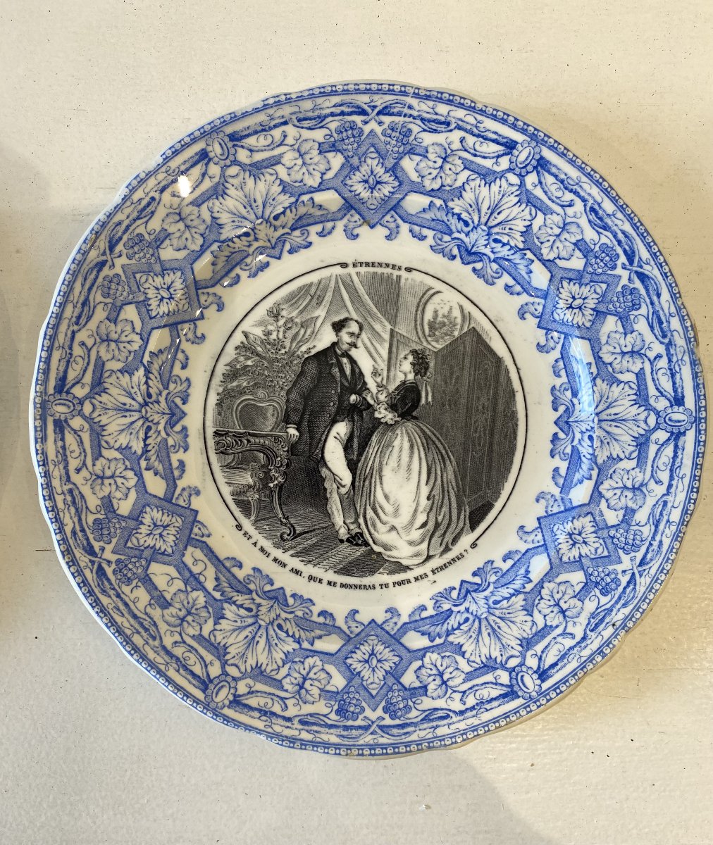 Jules Vieillard Bordeaux partie de service "les étrennes", faience du XIX ème siècle.-photo-4