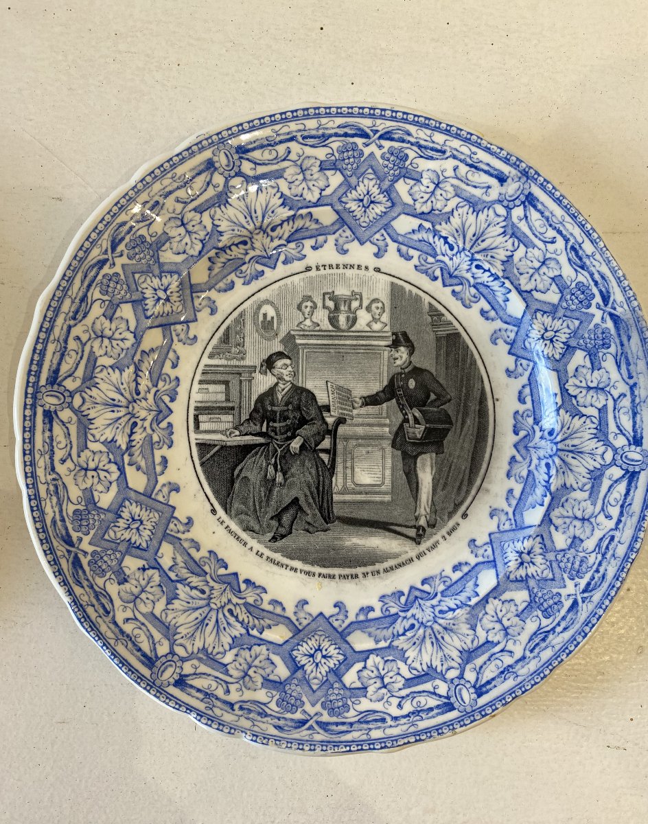 Jules Vieillard Bordeaux partie de service "les étrennes", faience du XIX ème siècle.-photo-1
