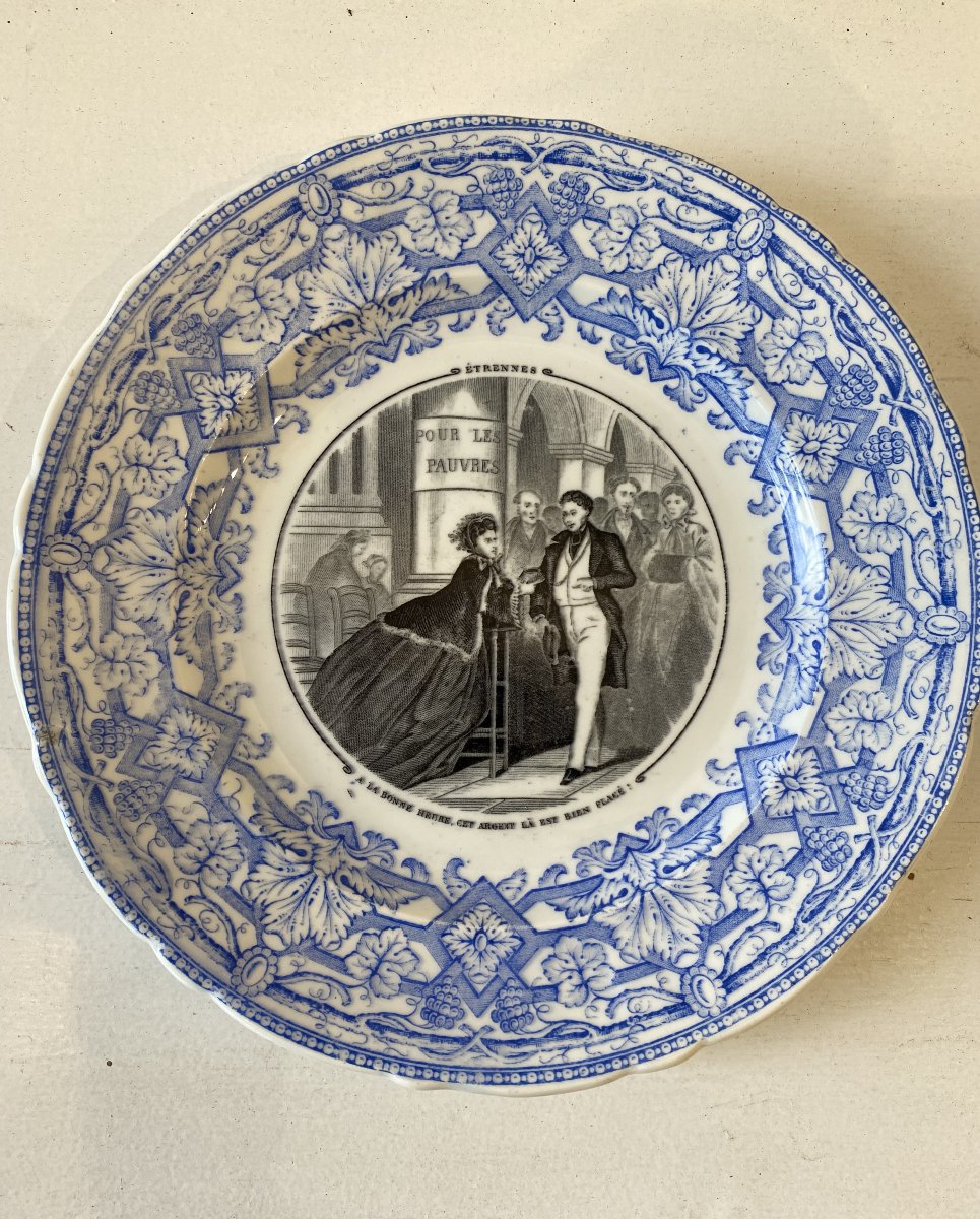 Jules Vieillard Bordeaux partie de service "les étrennes", faience du XIX ème siècle.-photo-3