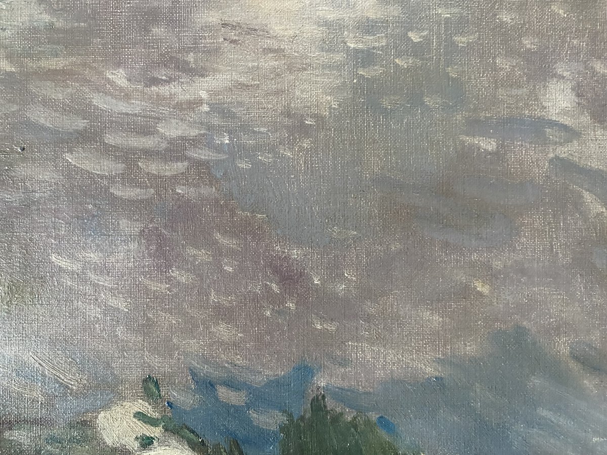 W. Van Hasselt, huile sur toile vers 1930, Bords de rivière,  la Seine,  impressioniste-photo-4
