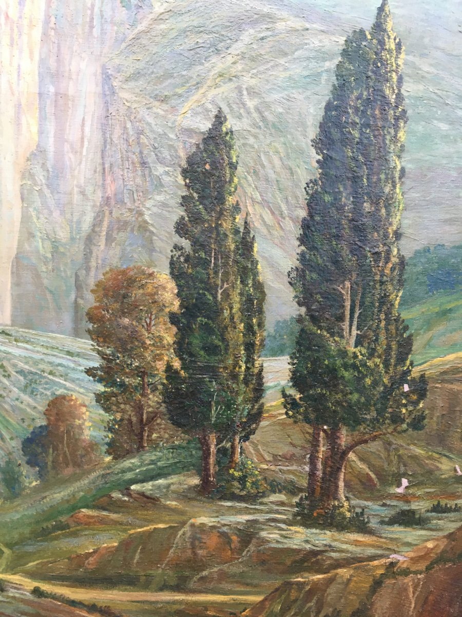 Important Oil On Canvas, Mountain View-photo-2